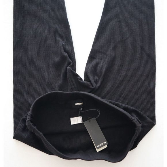 Monrow 119412 Women's Sz Large Black Waffle-Knit Jogger Sweatpants - Picture 4 of 11